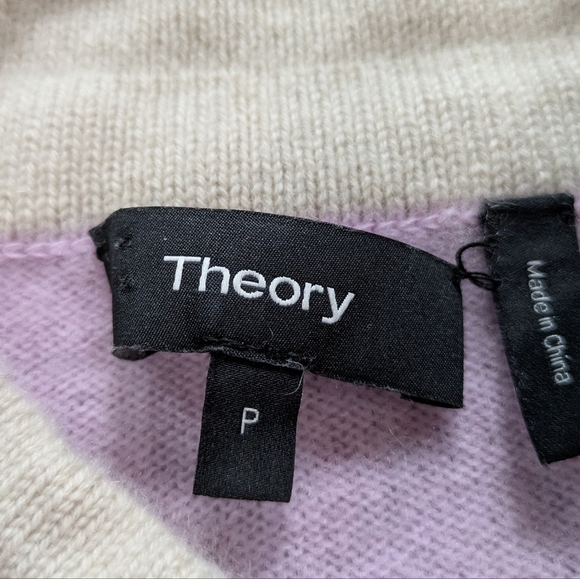 Theory Pink Blue Brown Striped High Neck Cashmere Sweater S - Picture 7 of 10